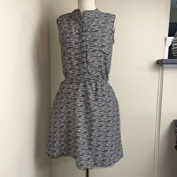 Merona Black White Button Top Pockets Sleeveless Comfortable Romper Dress Sz XS - Picture 1 of 7